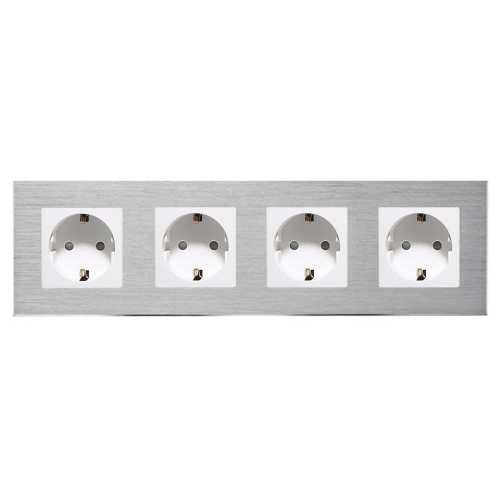 PRIZĂ CVADRUPLA SCHUKO M2 CU RAMA DIN ALUMINIU